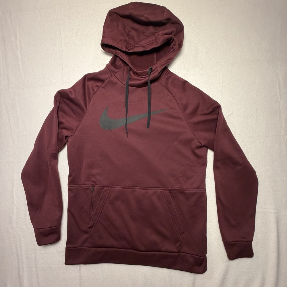 Nike Therma-FIT Men's Pullover Fleece Hoodie w/ Pockets Burgundy Size M
